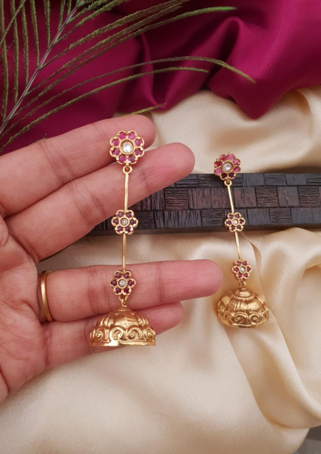 Kundan Kemp Antique Earrings g 10750