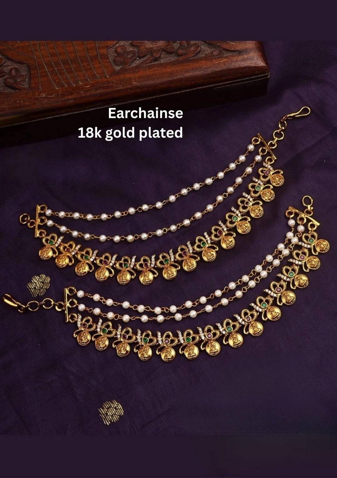Kundan Temple Earchains c105520