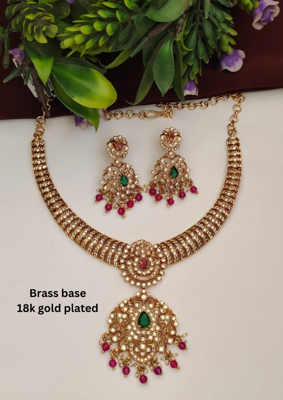 Kundan Necklace with Earrings s210571