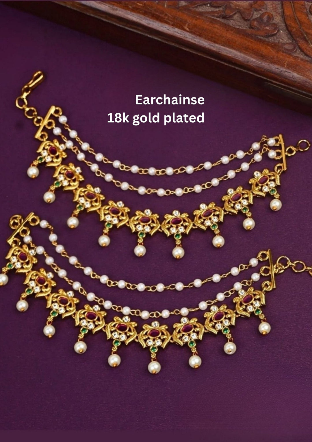 Kundan Earchains c105520