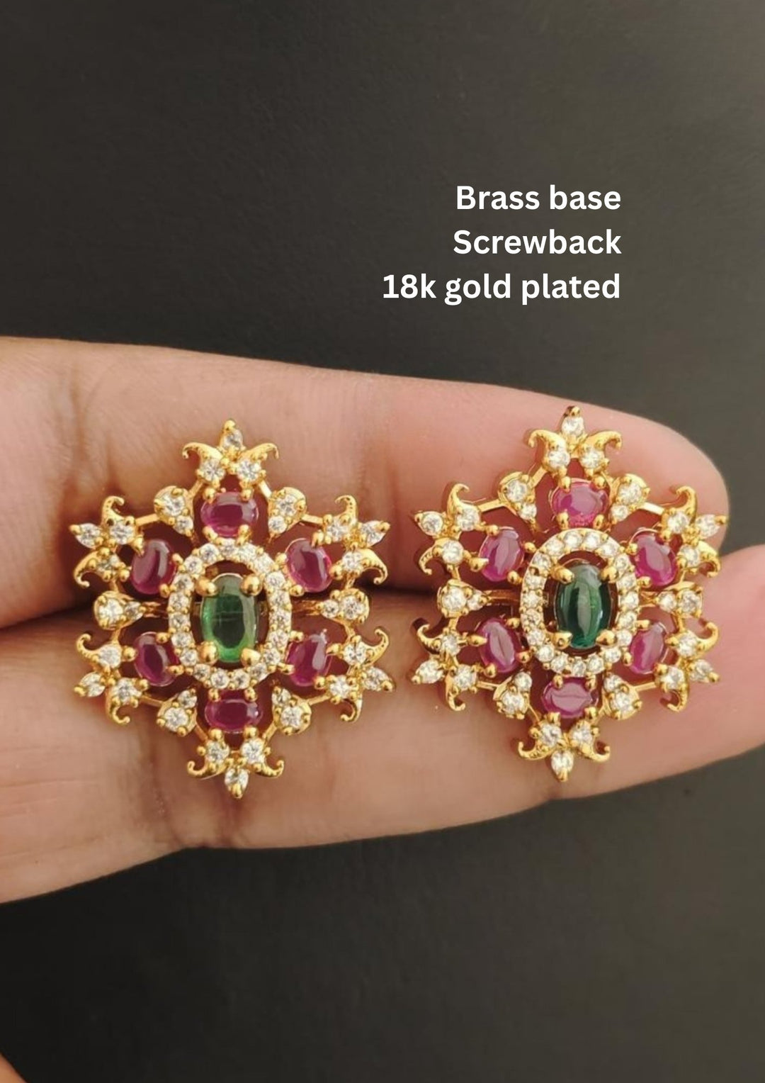 Kundan stone earrings s75054