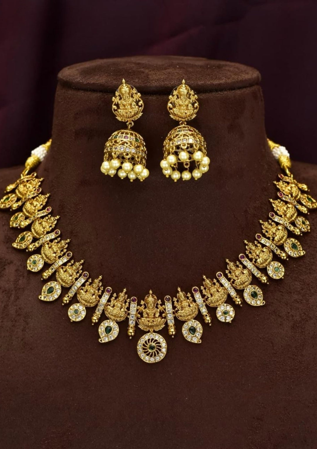 Kundan Temple Necklace with Earrings yle450