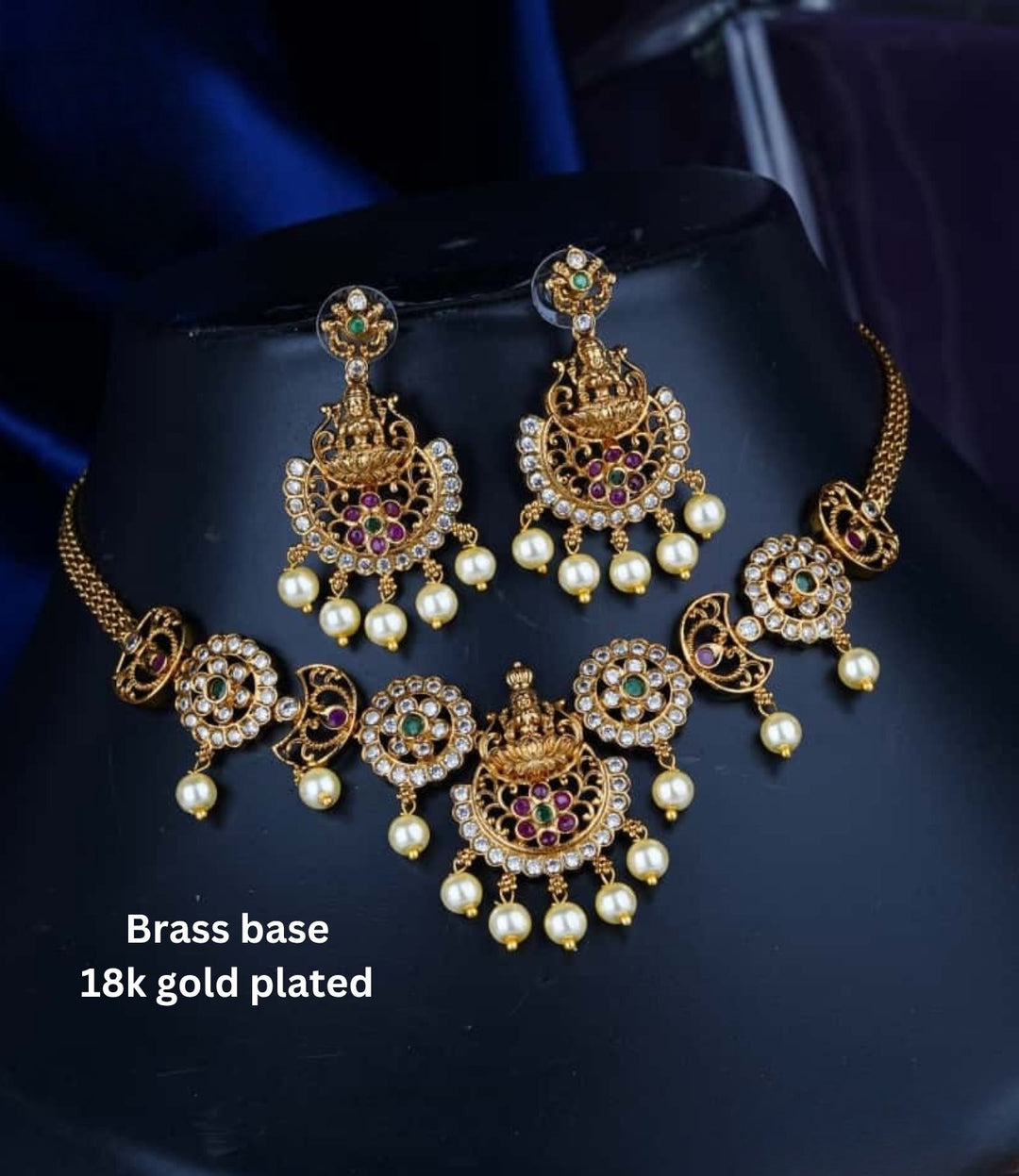 Kundan Temple Necklace with Earrings c105520