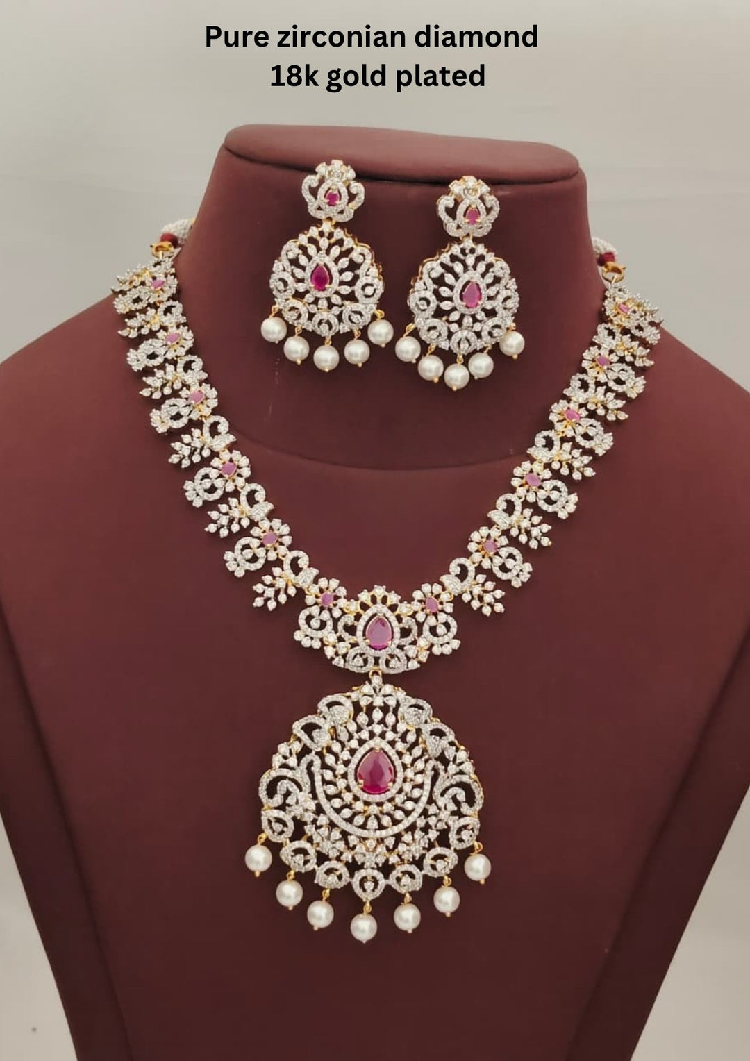 Pure Zirconian Diamond Necklace With Earrings s300062