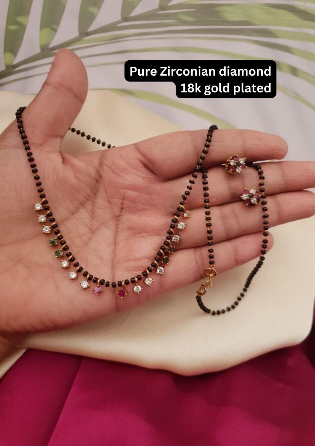 Pure Zirconian Diamond  Mangalsutra with Earrings g10380