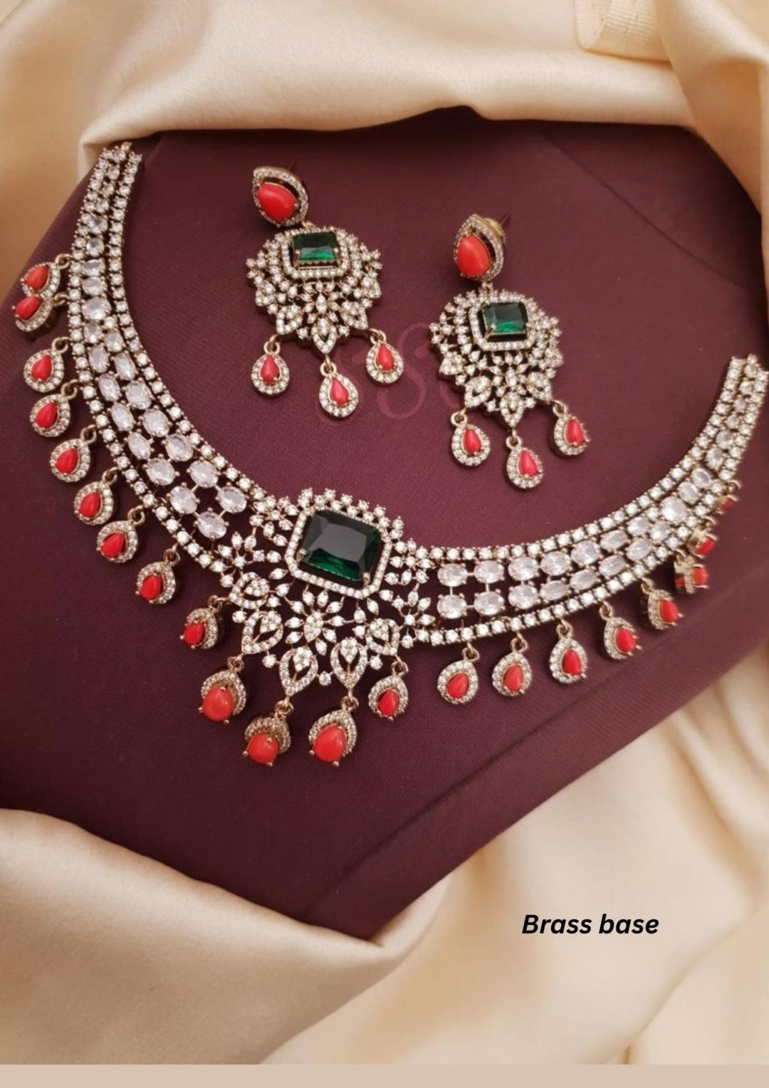 Kundan Brass Base  Necklace With Earrings g102120