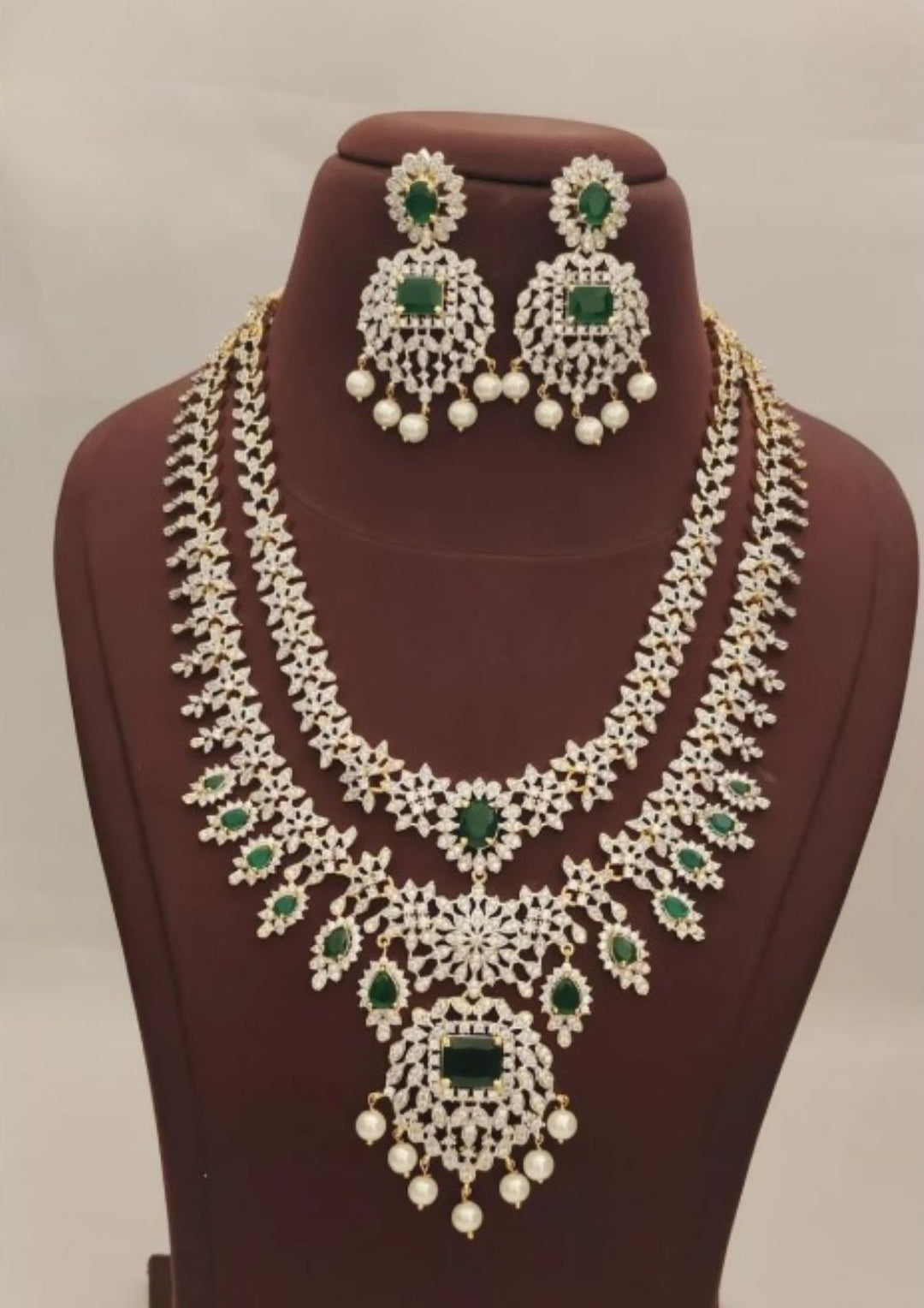 American diamond necklace with earrings pcs 350013