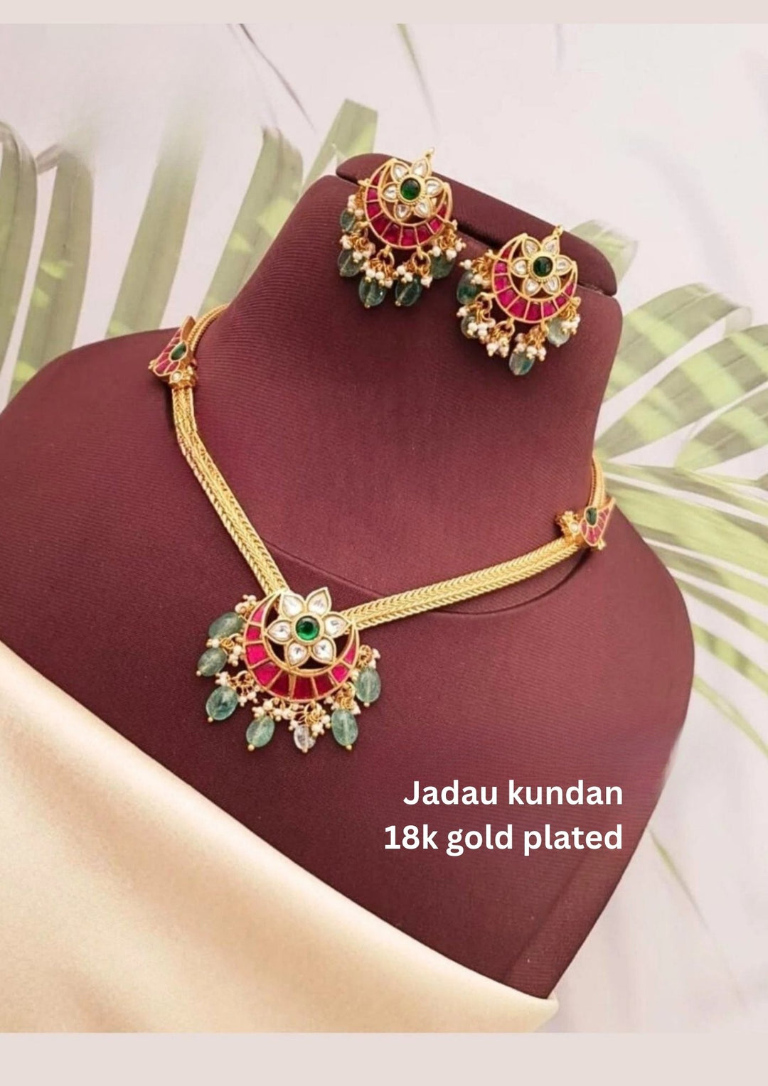 Jadau Kundan & Beads Necklace With Earrings g102020
