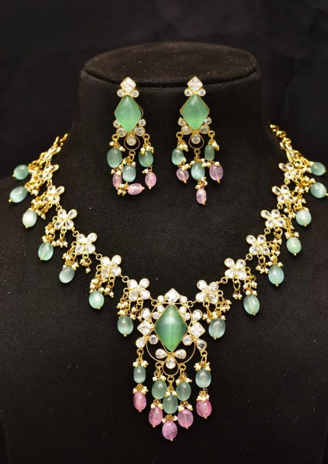 Kundan & Beads Necklace with Earrings yle500
