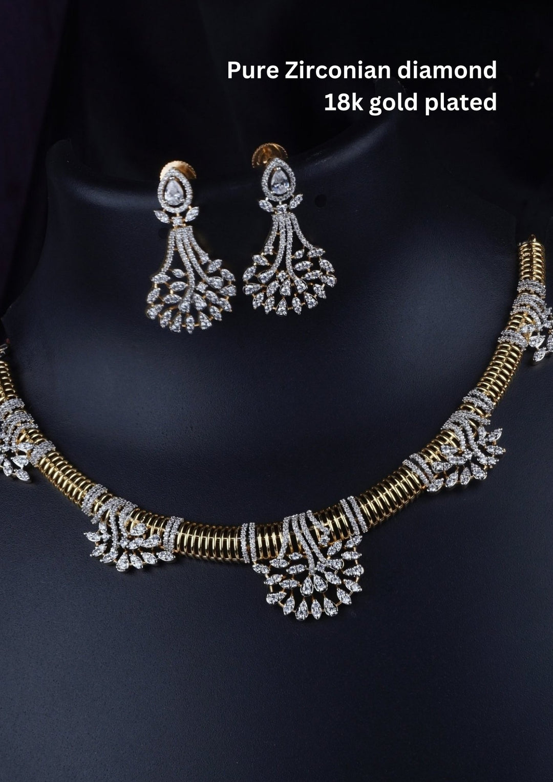 Pure Zirconian Diamond Necklace With Earrings c 109520 (Pure Zirconian Diamonds)