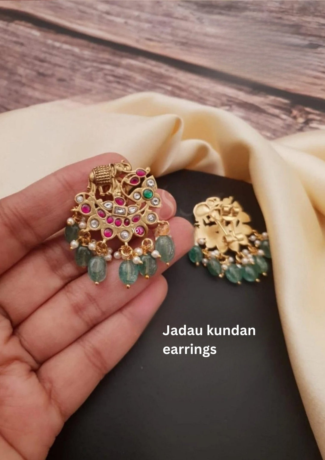 Jadau Kundan Brass Base  Earrings g 101280 (Screwback)