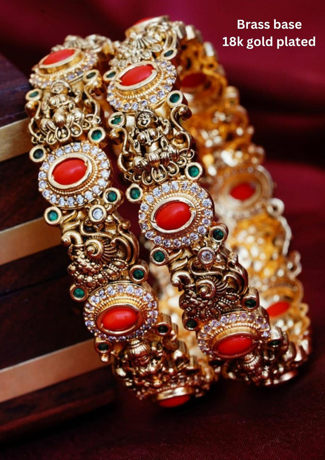 Kundan Temple Bangles (set of 2) yle200