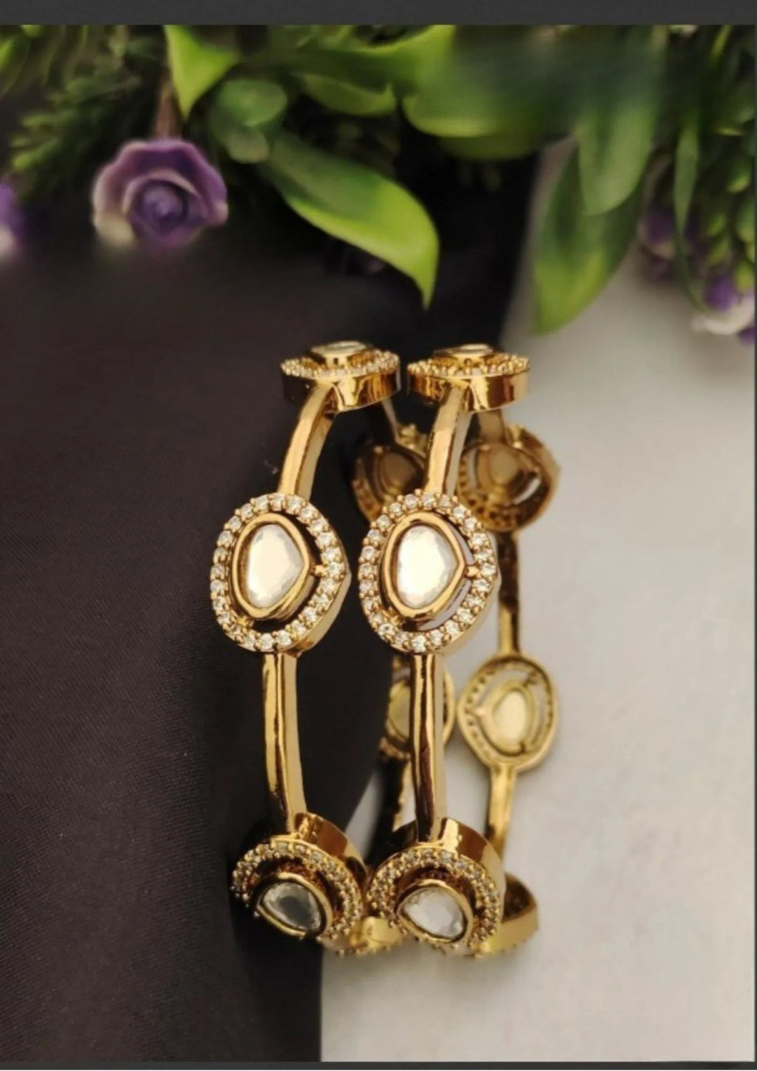 Kundan Silver Base  bangles s99057