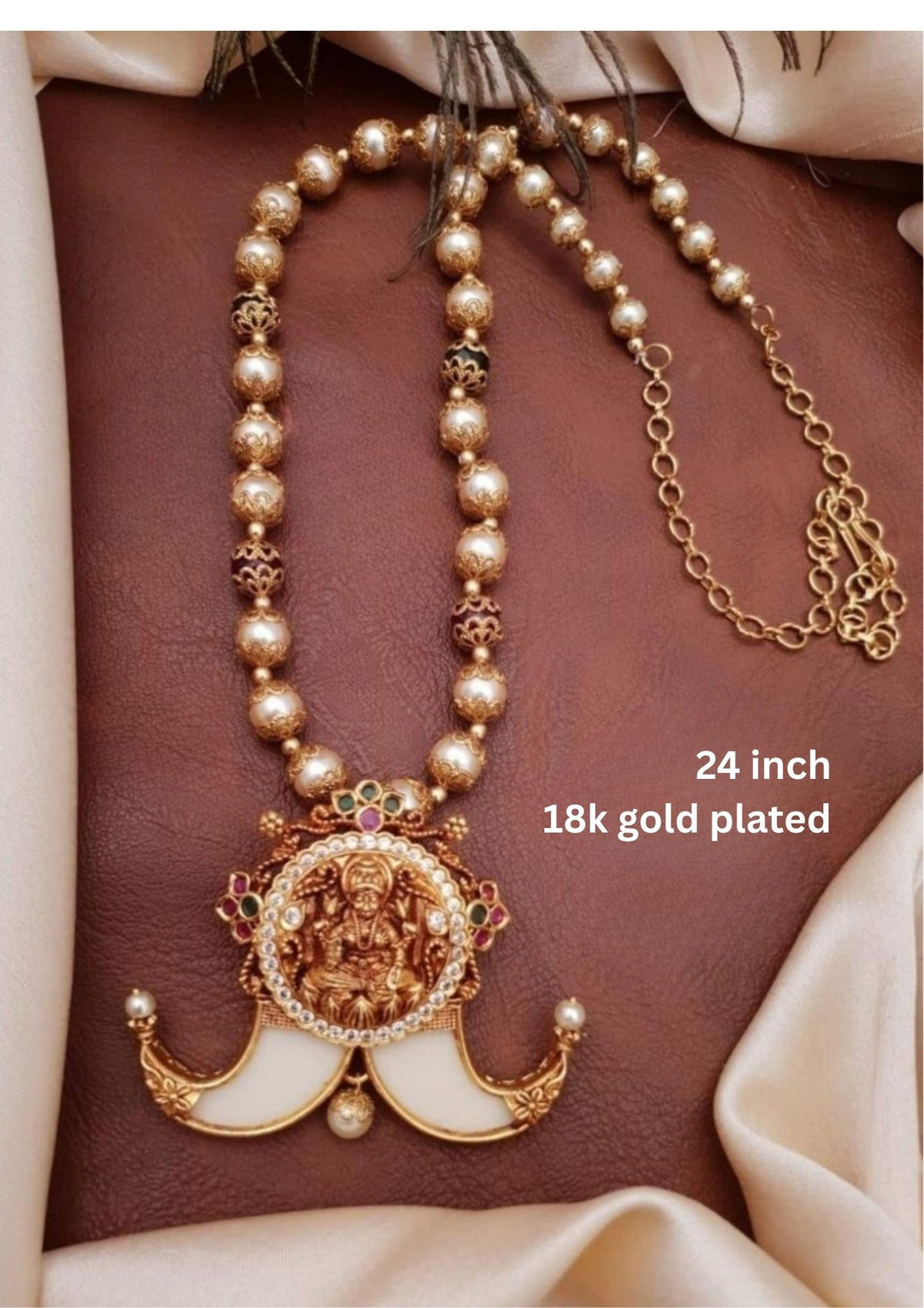 Kundan Temple Brass Base 24 inch Necklace g10950