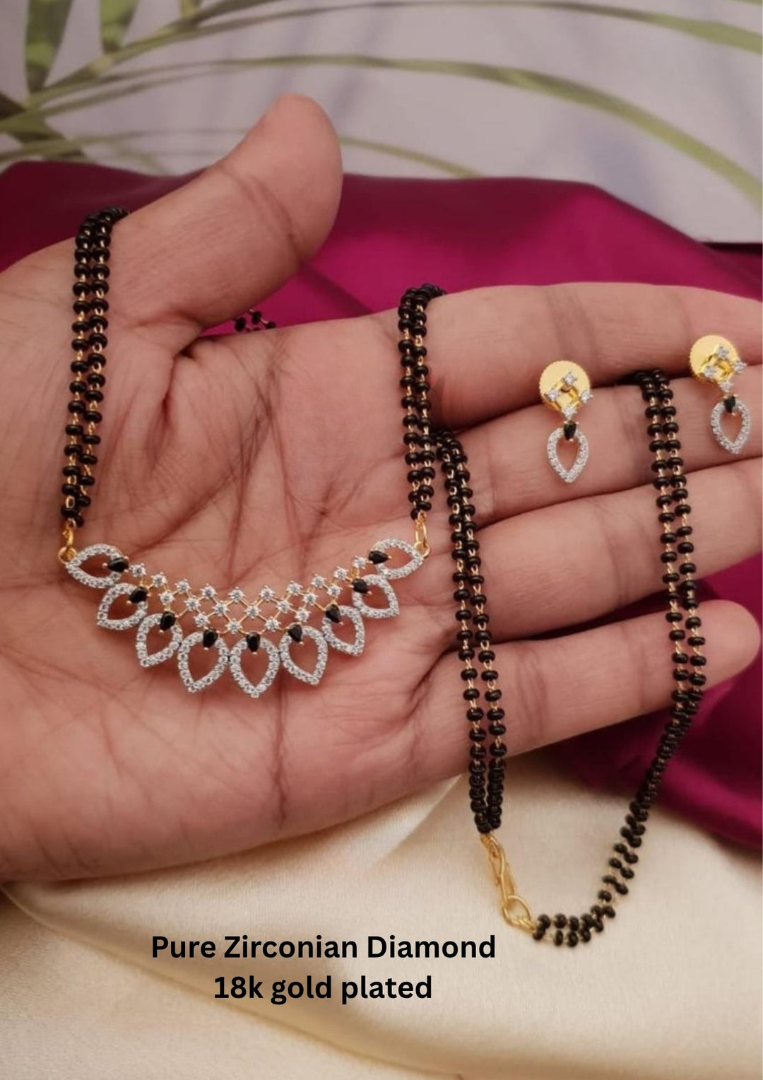 Pure Zirconian Diamond Mangalsutra with Earrings g10499