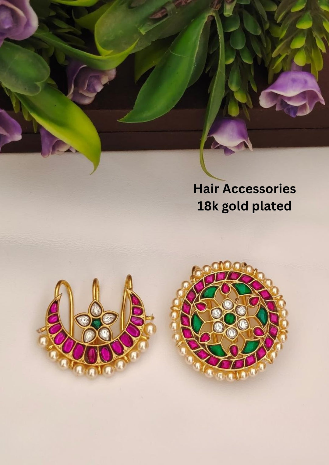 Jadau Kundan Sun Moon Hair Accessories s220081