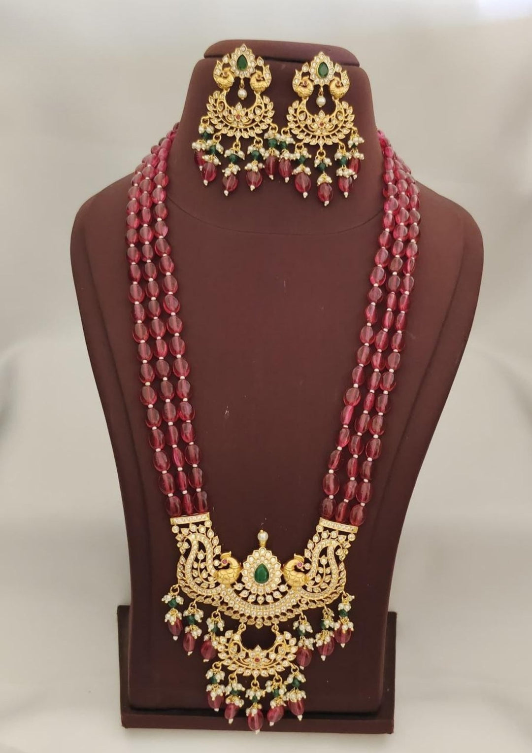 Kundan & Beads Necklace with Earrings s280042