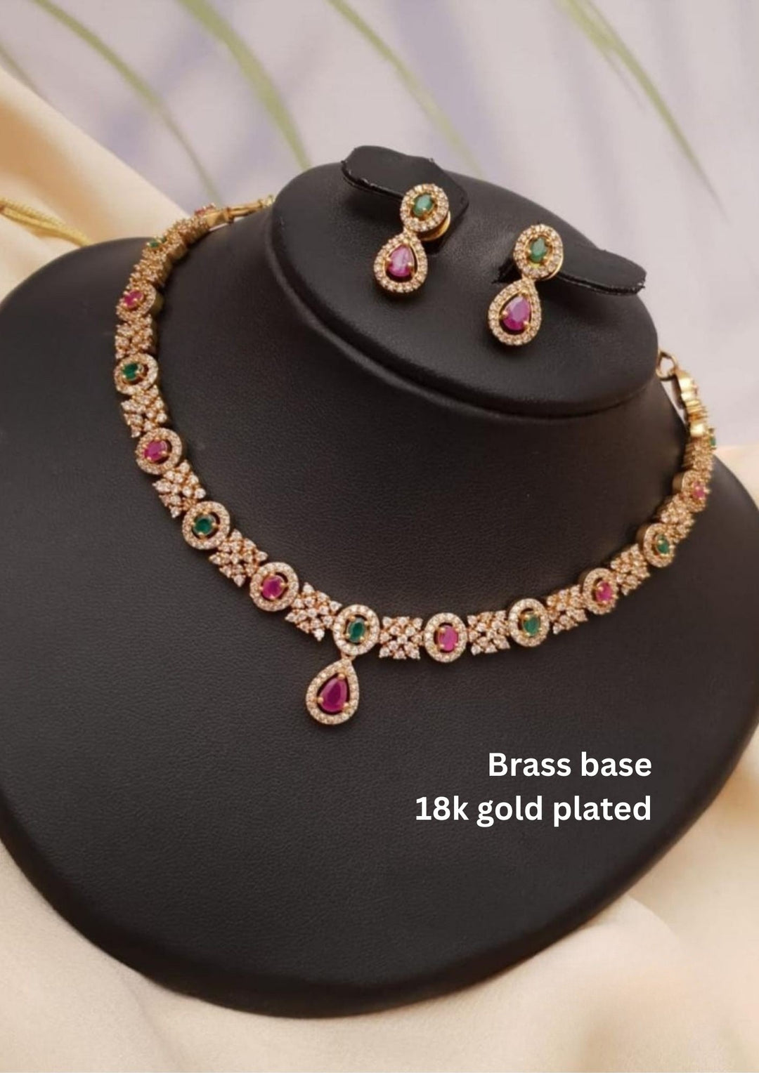 Kundan Brass Base Necklace With Earrings g 10850