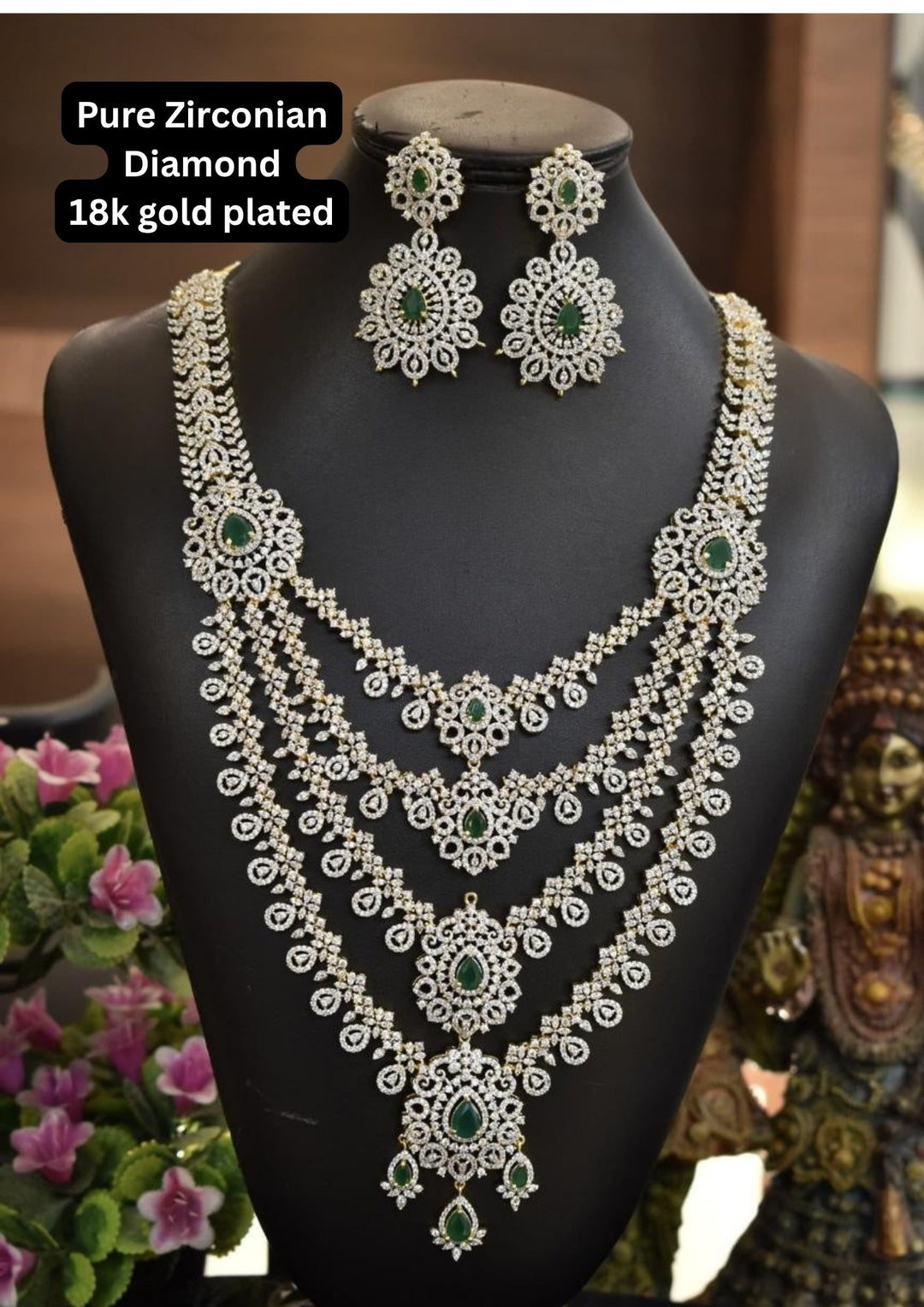 Pure Zirconian Diamond Necklace with Earrings s500064