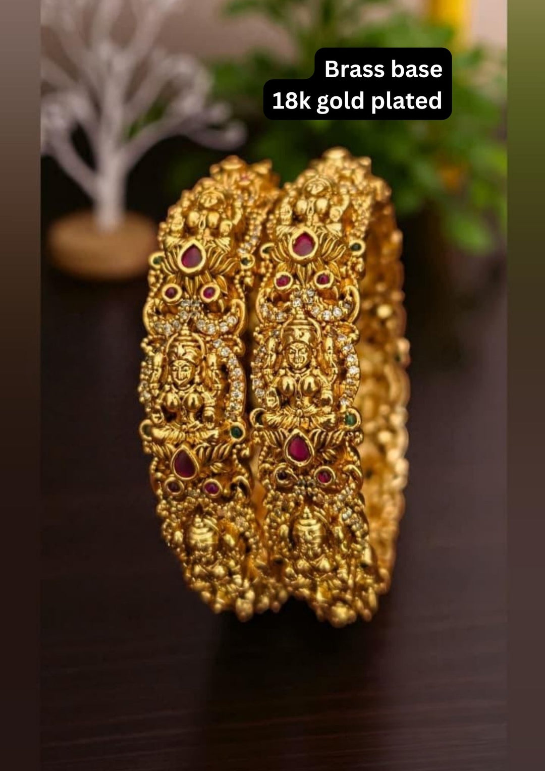 Kundan Temple Bangles s160021