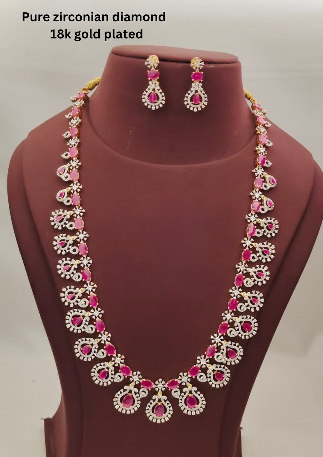 Pure Zirconian Diamond Necklace With Earrings  s340003
