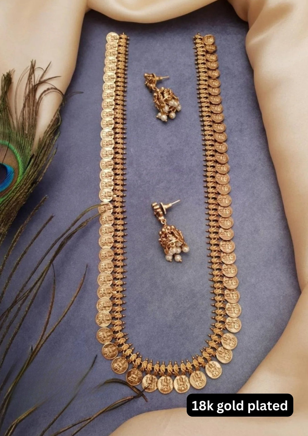 Kundan Temple Necklace with Earrings g 101080