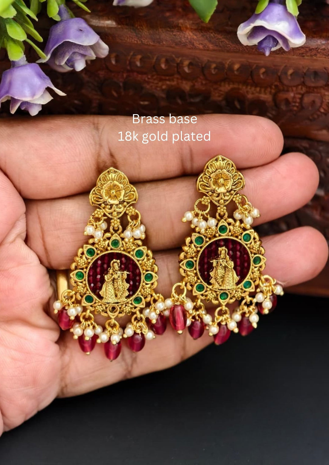 Kundan Temple Earrings s95057
