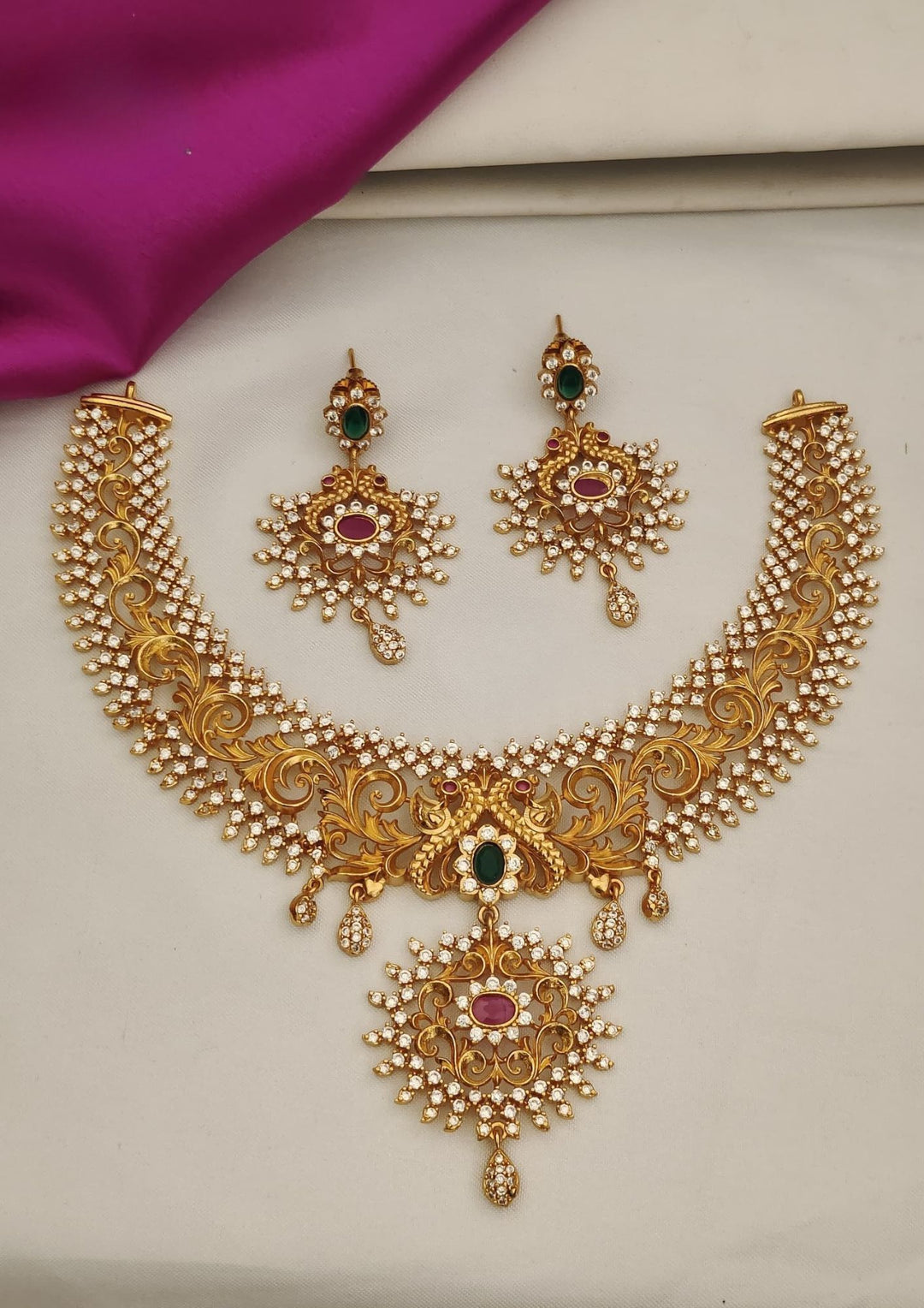 Pure Zirconian Diamond Necklace With Earrings s 200061