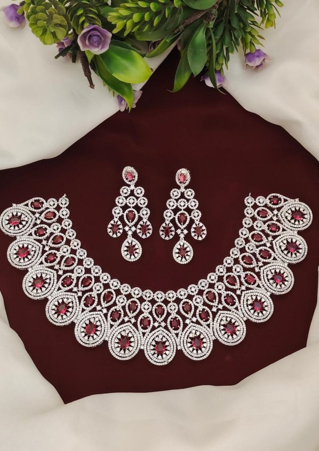 Pure Zirconian Diamond Necklace With Earrings s500054