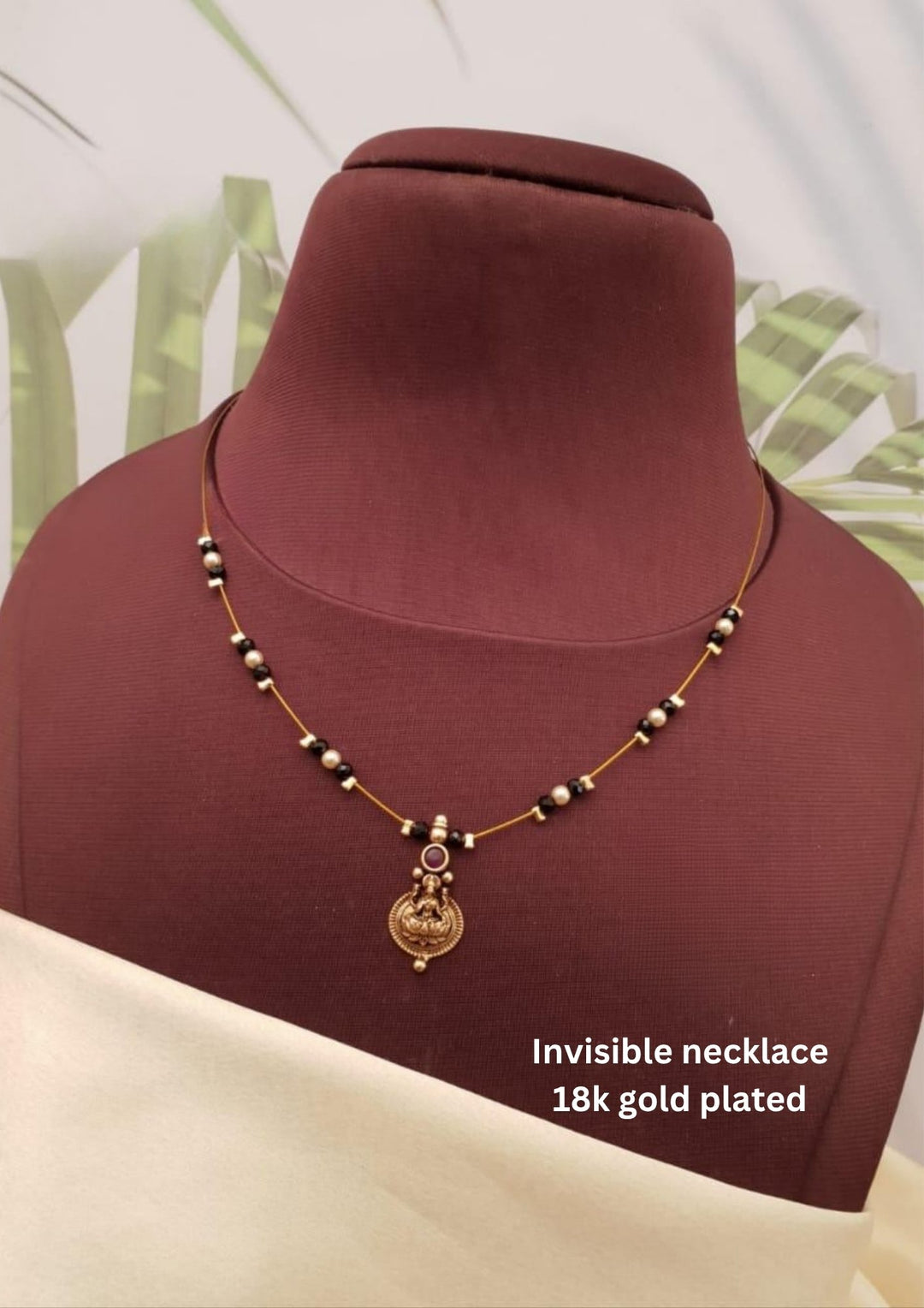 Kundan Temple  Invisible Necklace g10250