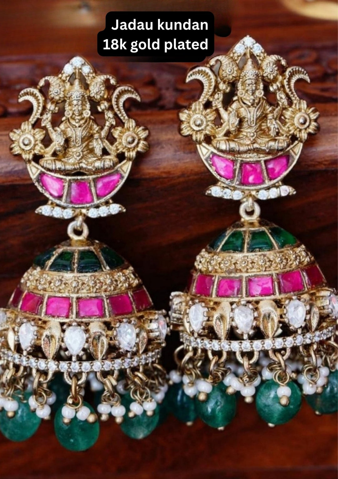 Jadau Kundan Temple Screwback Jhumkas yle325
