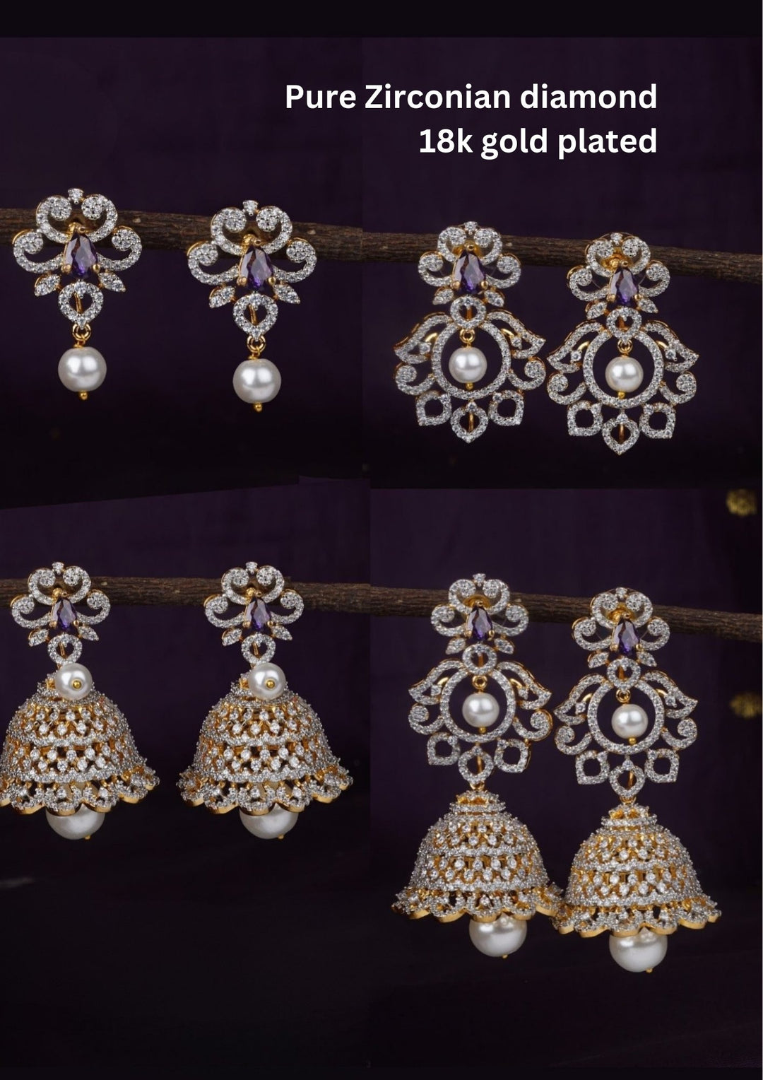 Pure Zirconian Diamond Earrings (4 in 1) g101180