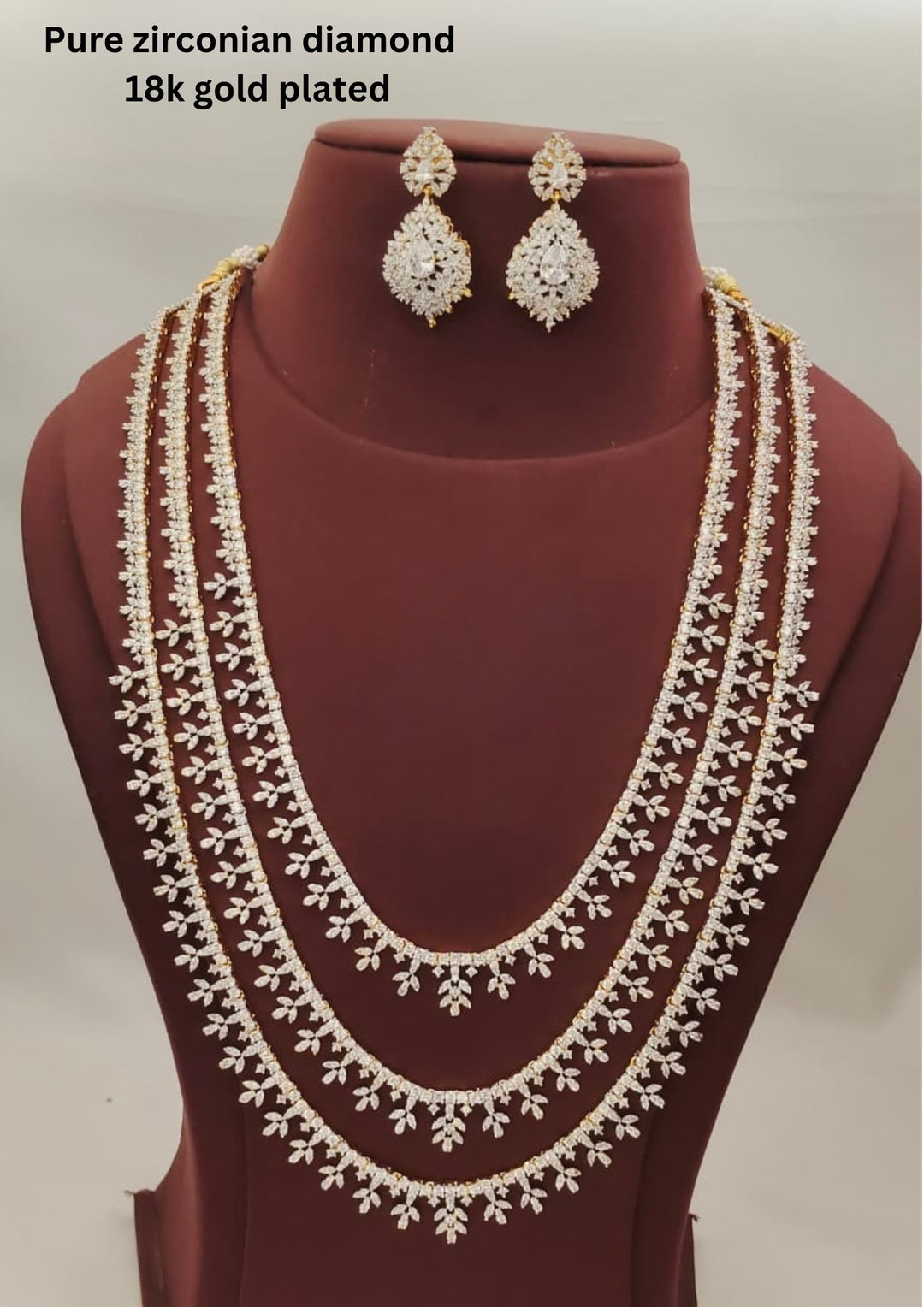 Pure Zirconian Diamond Necklace With Earrings  s460024