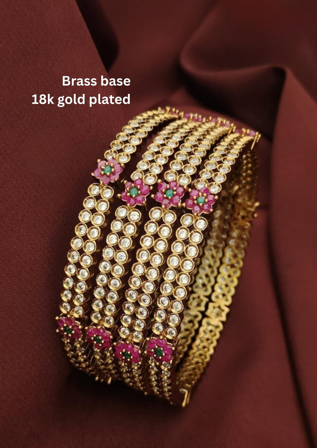 Kundan Temple Bangles( set of 2 ) s160021