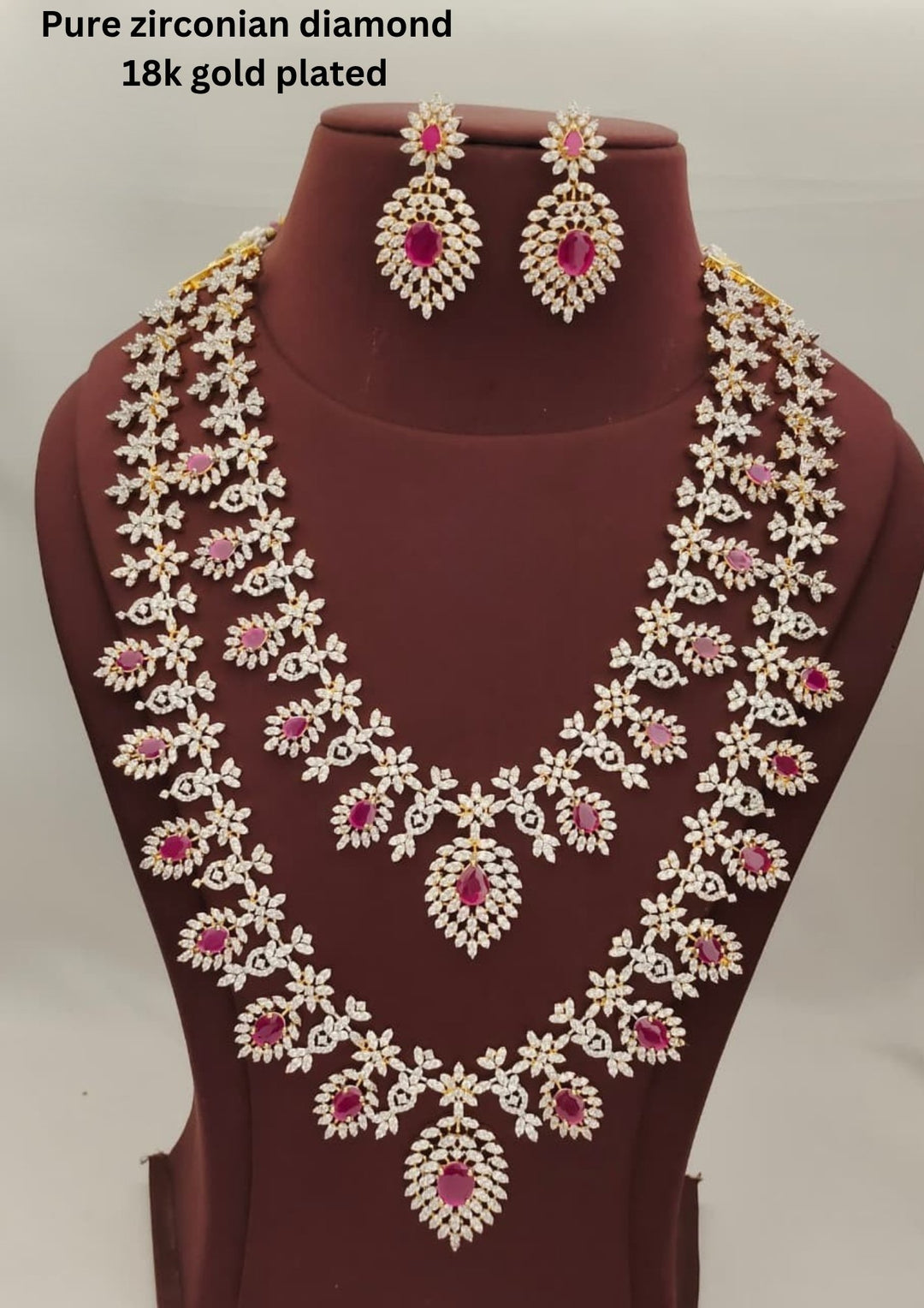 Pure Zirconian Diamond Necklace With Earrings s470034