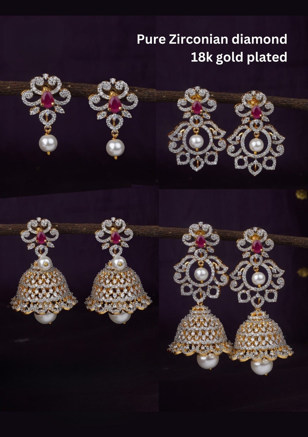 Pure Zirconian Diamond Earrings (4 in 1) g101180