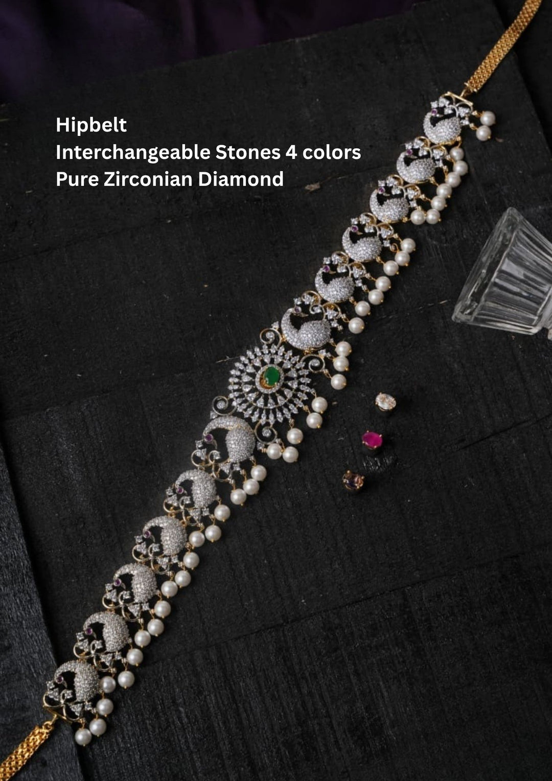 Pure Zirconian Diamond Interchangeable  4 colors Stones Hipbelt c1017020