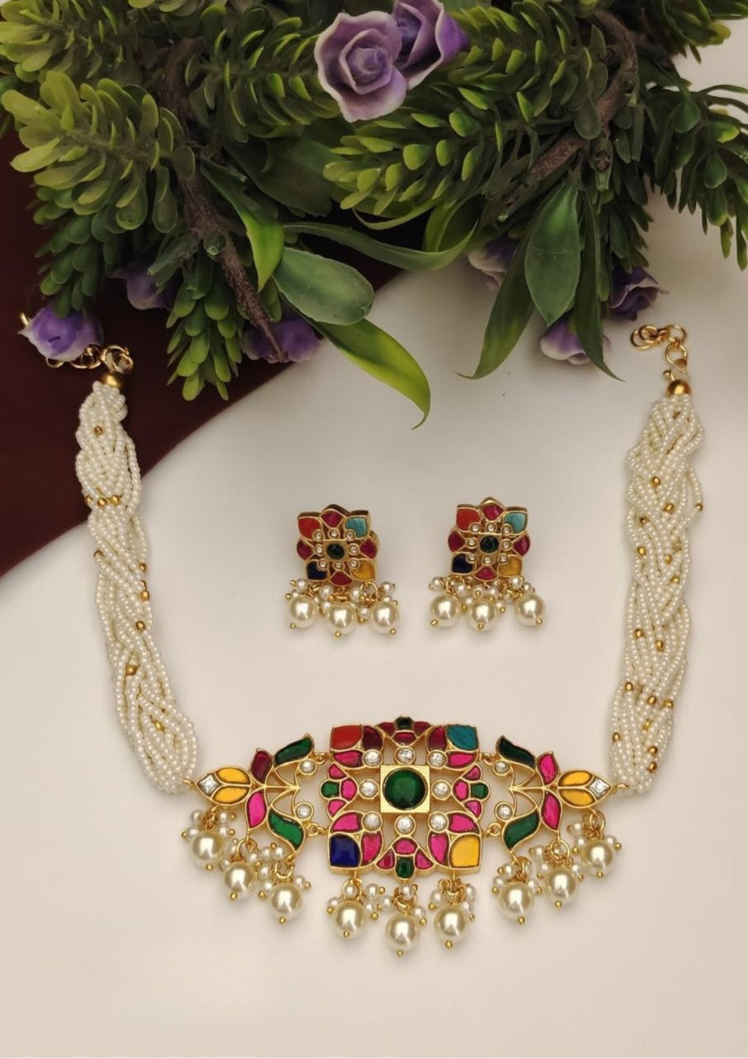 Kundan Necklace with Earrings s 420083