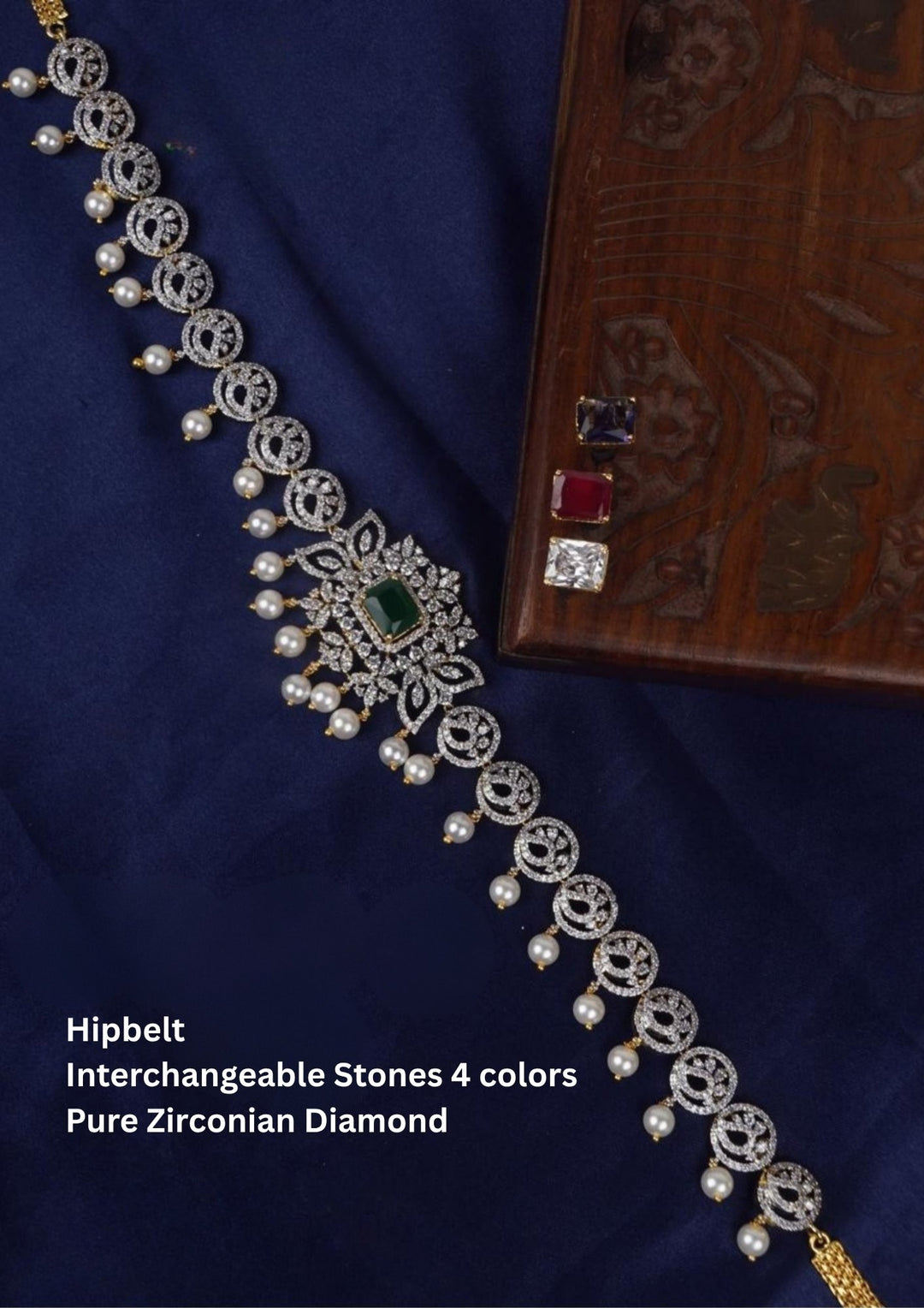 Pure Zirconian Diamond Hipbelt with Interchangeable 4 color Stones c1015020
