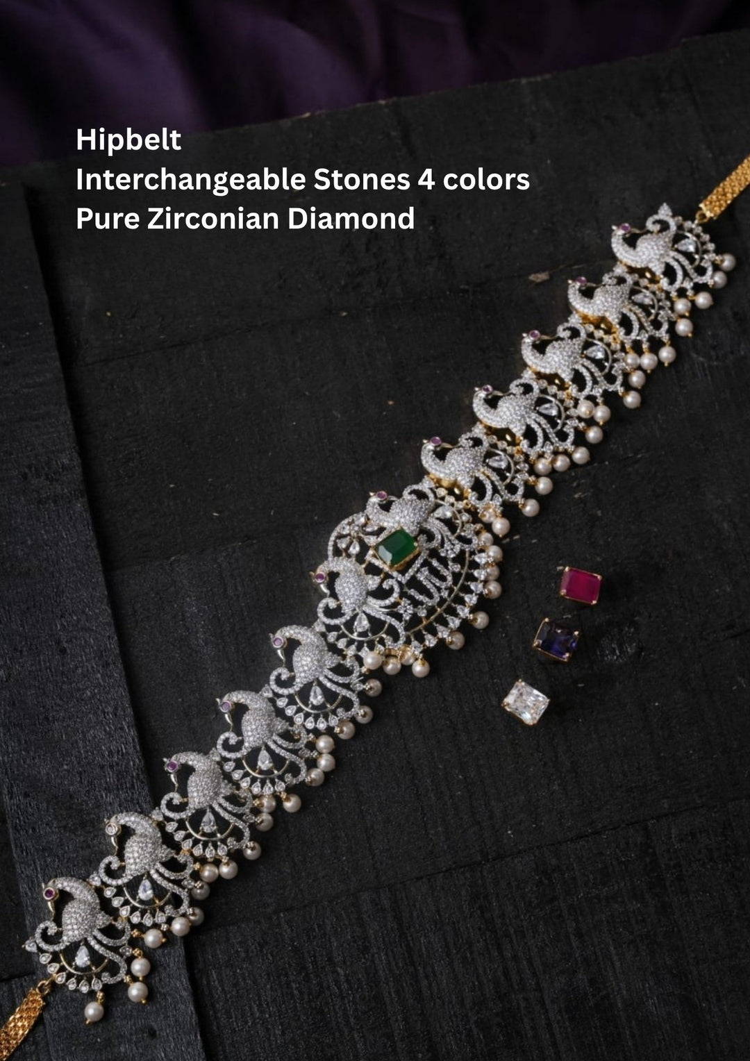 Pure Zirconian Diamond Interchangeable 4 colors Stones Hipbelt c1024020