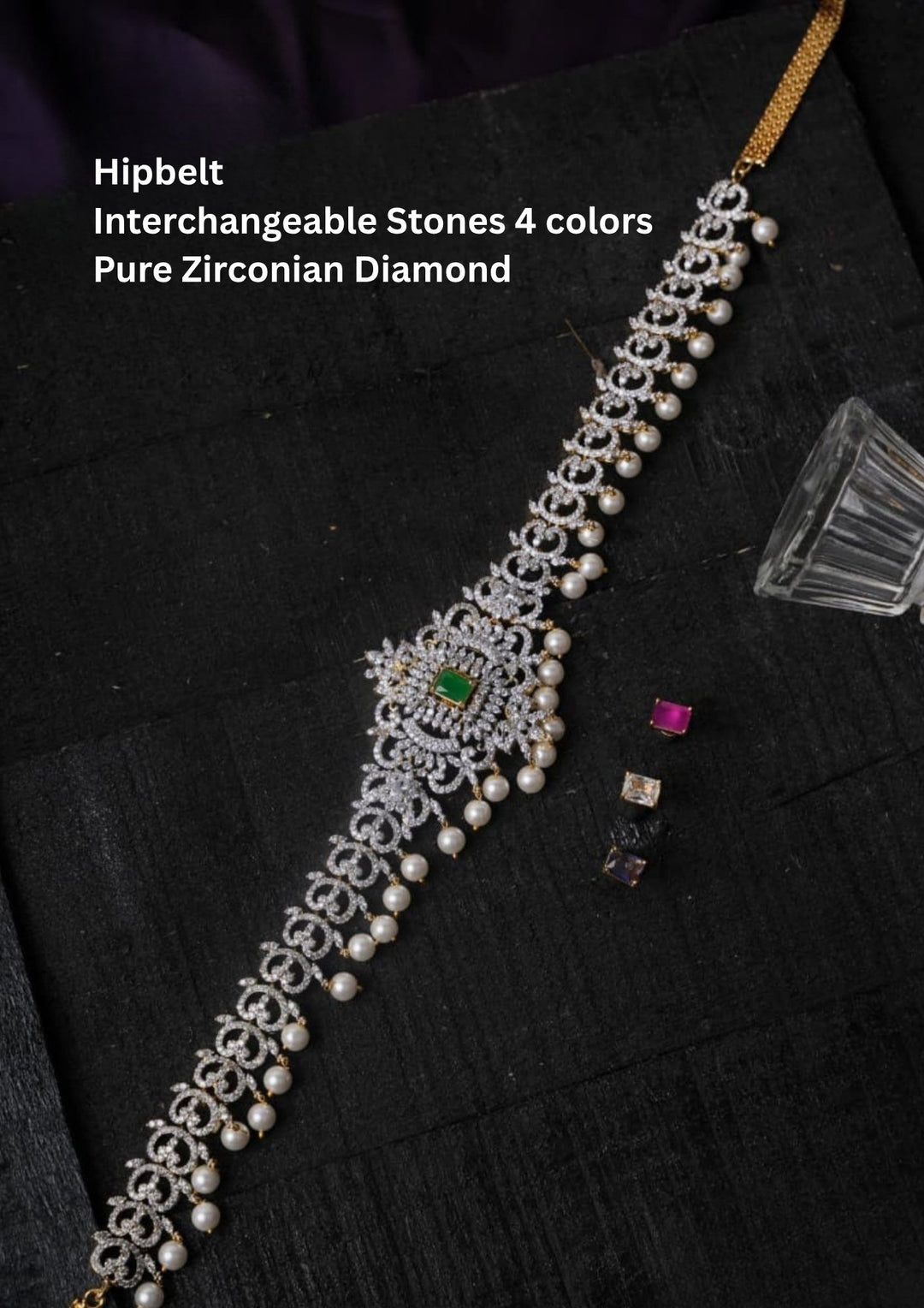 Pure Zirconian Diamond Changeable 4 color Stones Hipbelt c1016020
