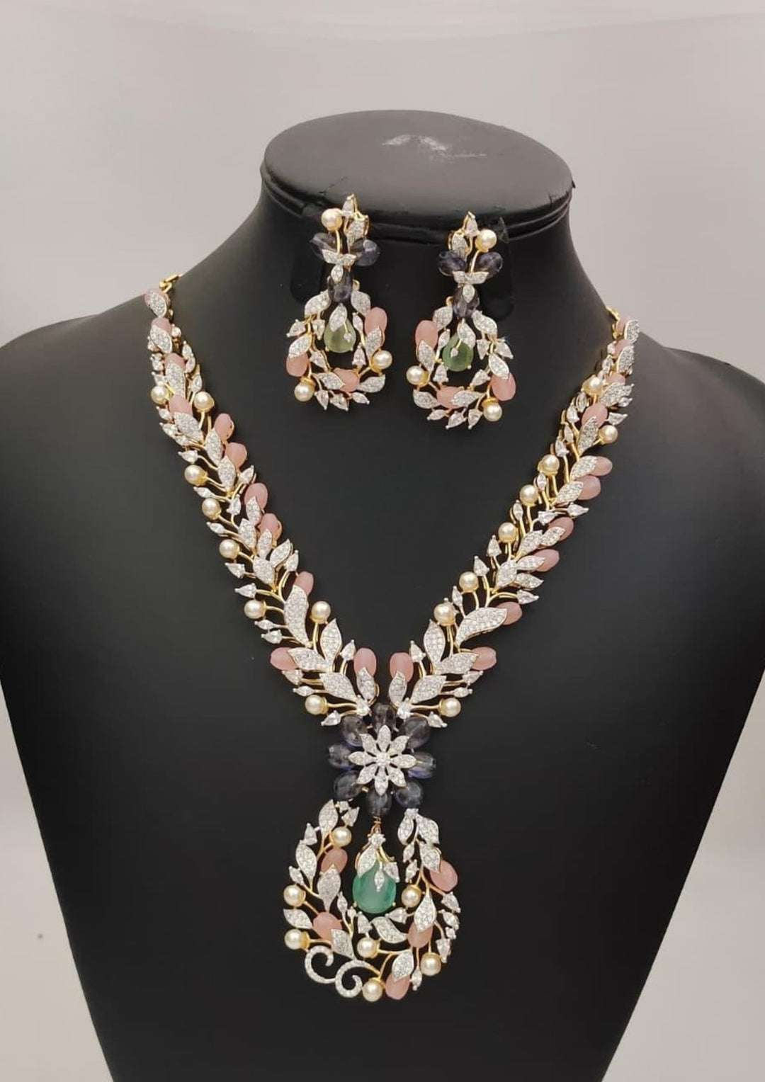 Pure Zirconian Diamond Necklace with Earrings s380043