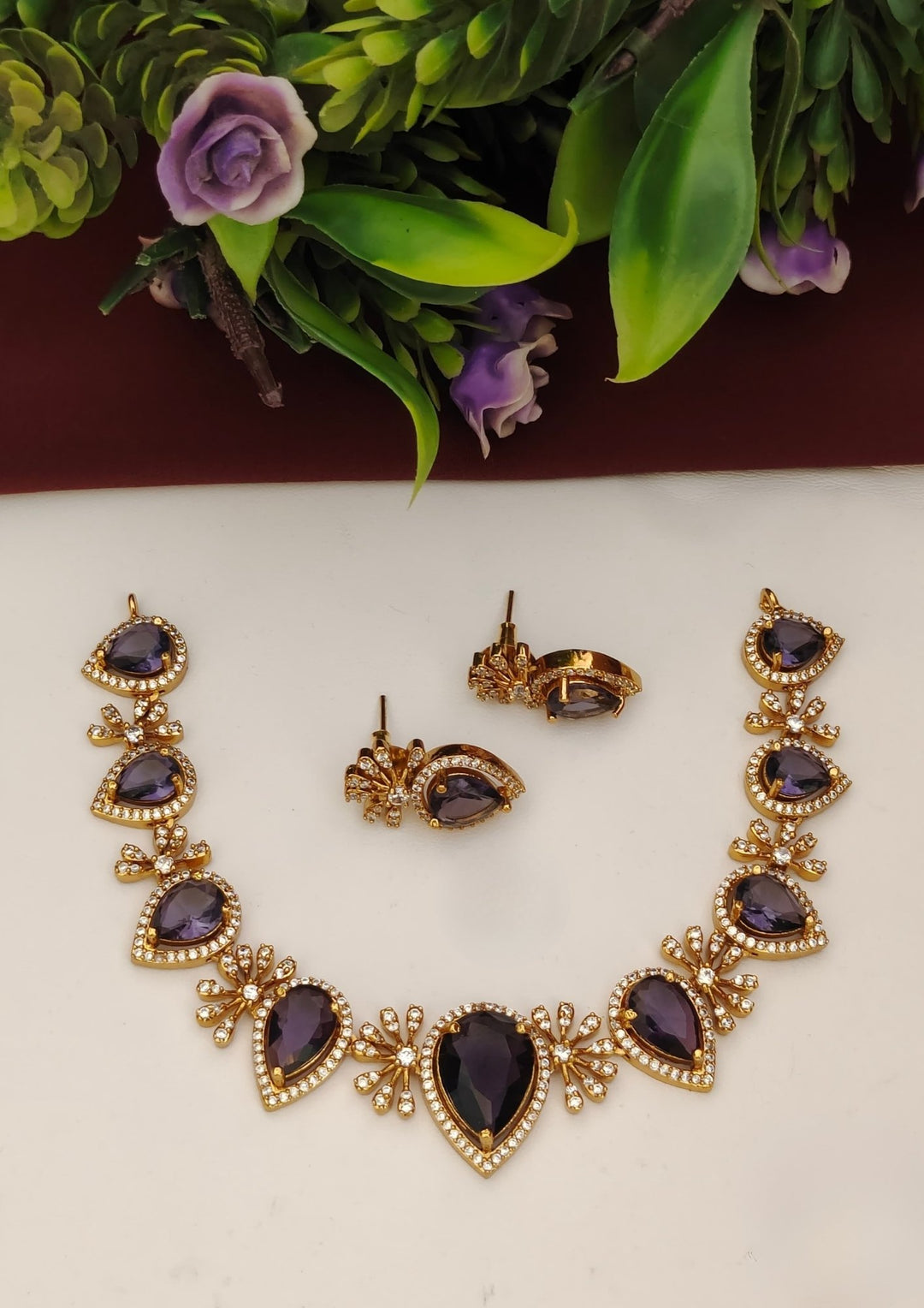 Pure Zirconian Diamond Necklace with Earrings s130059