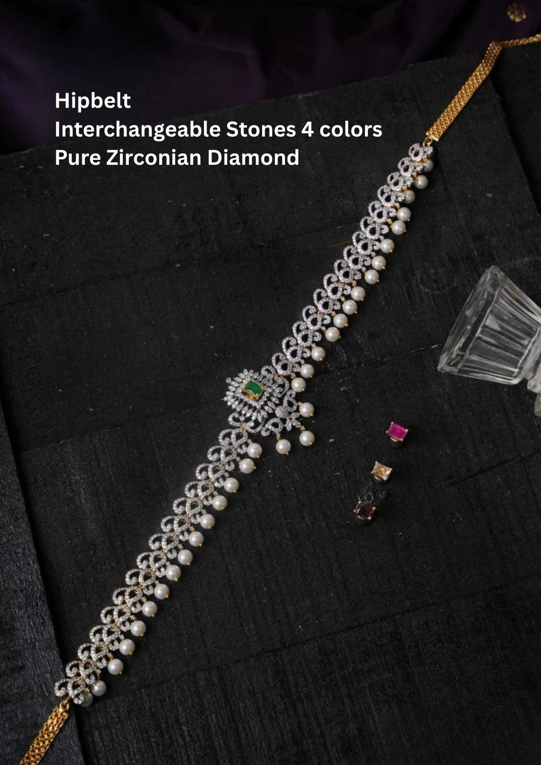 Pure Zirconian Diamond Changeable 4 Color Stones Hipbelt c1014020