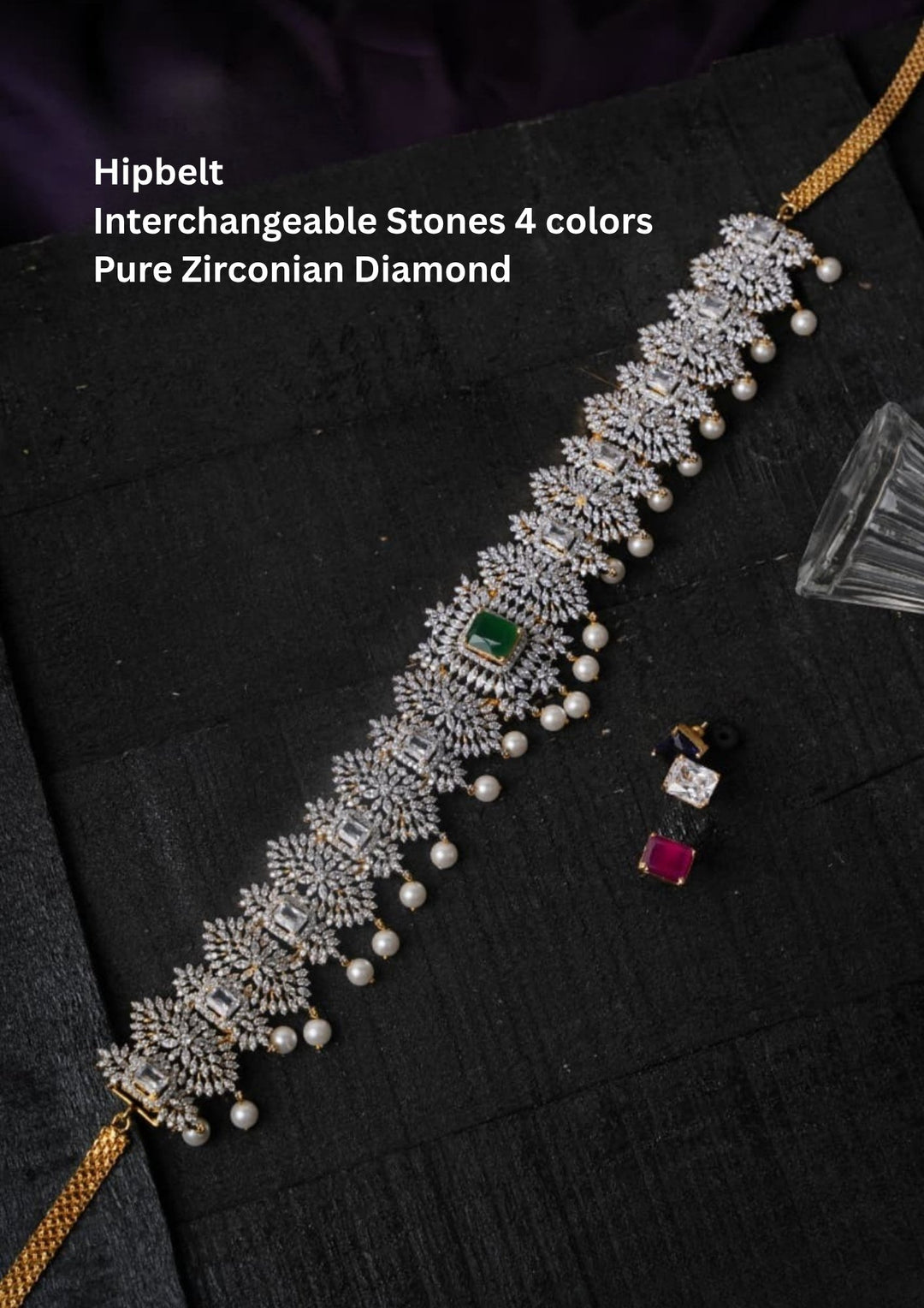 Pure Zirconian Diamond Changeable 4 Color Stones Hipbelt c1021020
