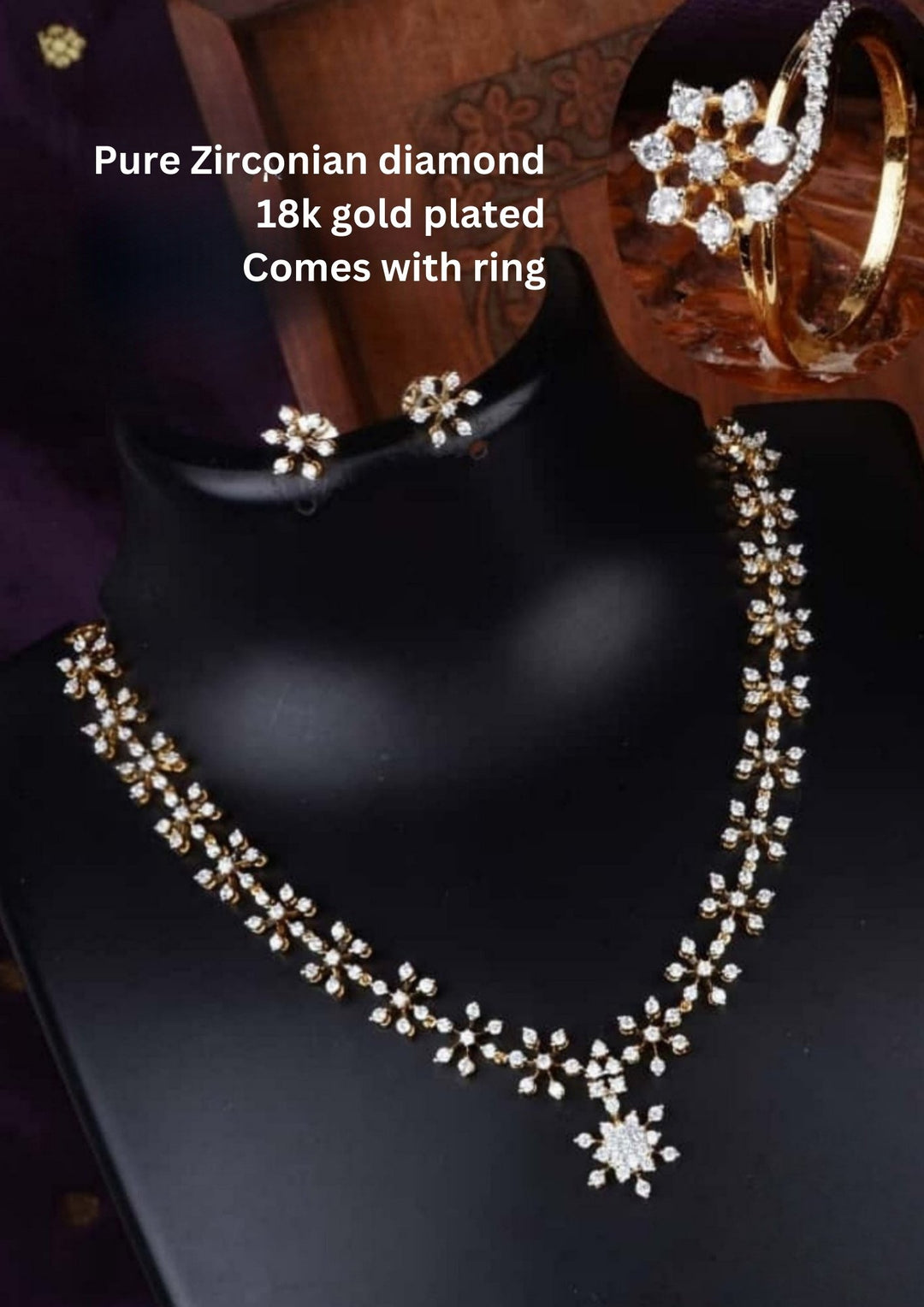 Pure Zirconian Diamond Necklace with Earrings & Ring c106020