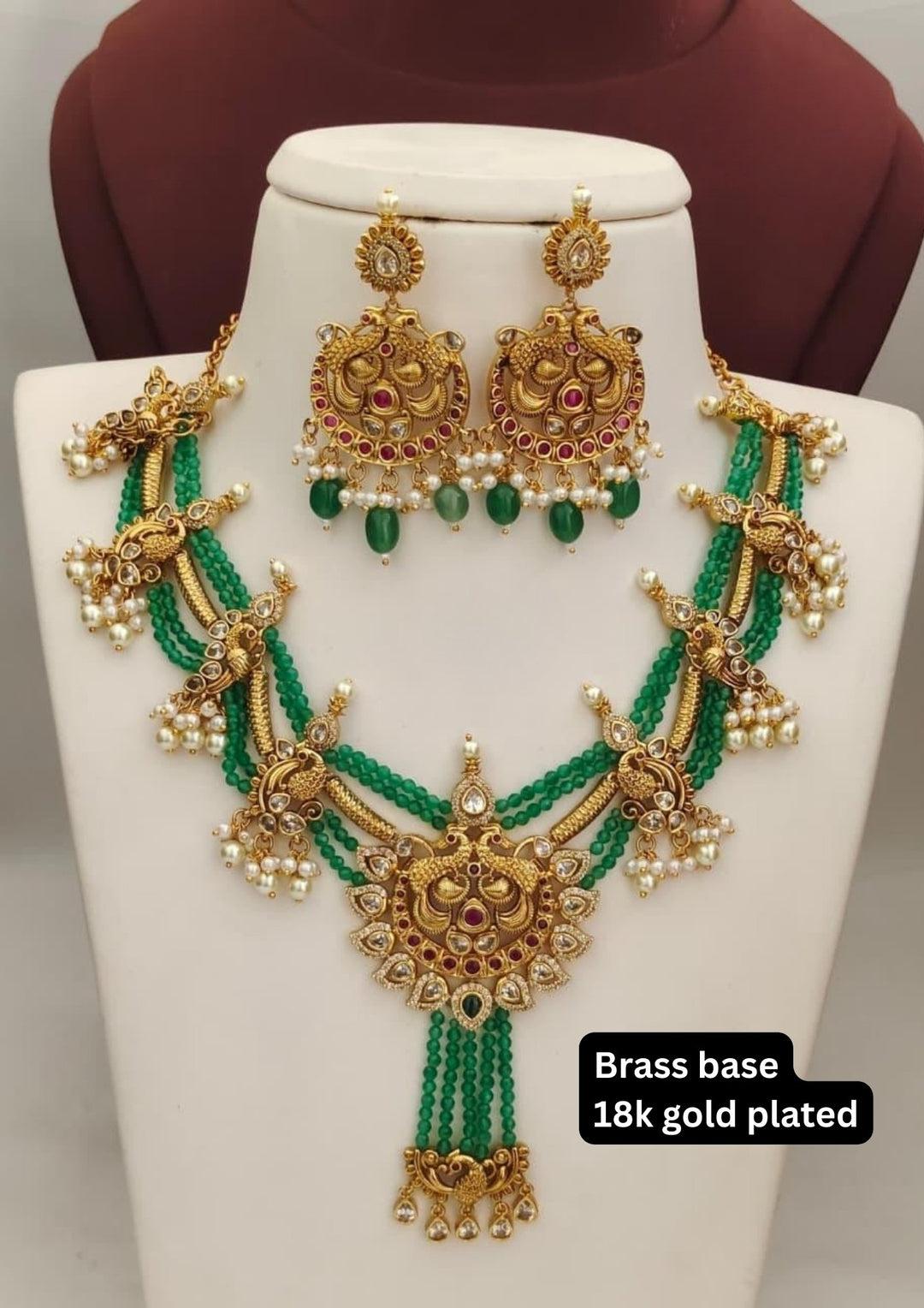 Kundan & Beads Necklace with Earrings s380043