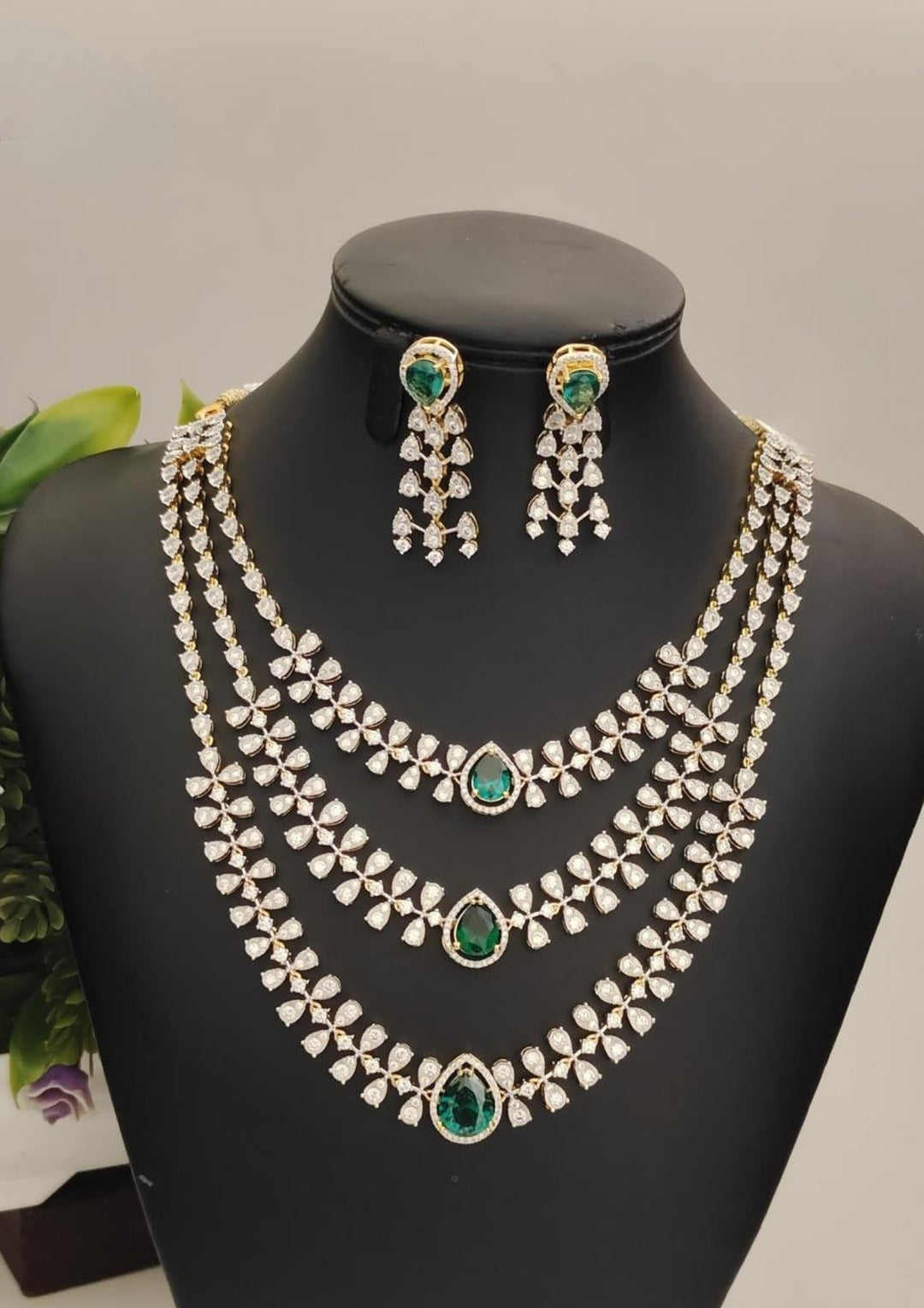 Pure Zirconian Diamond Necklace with Earrings s360023
