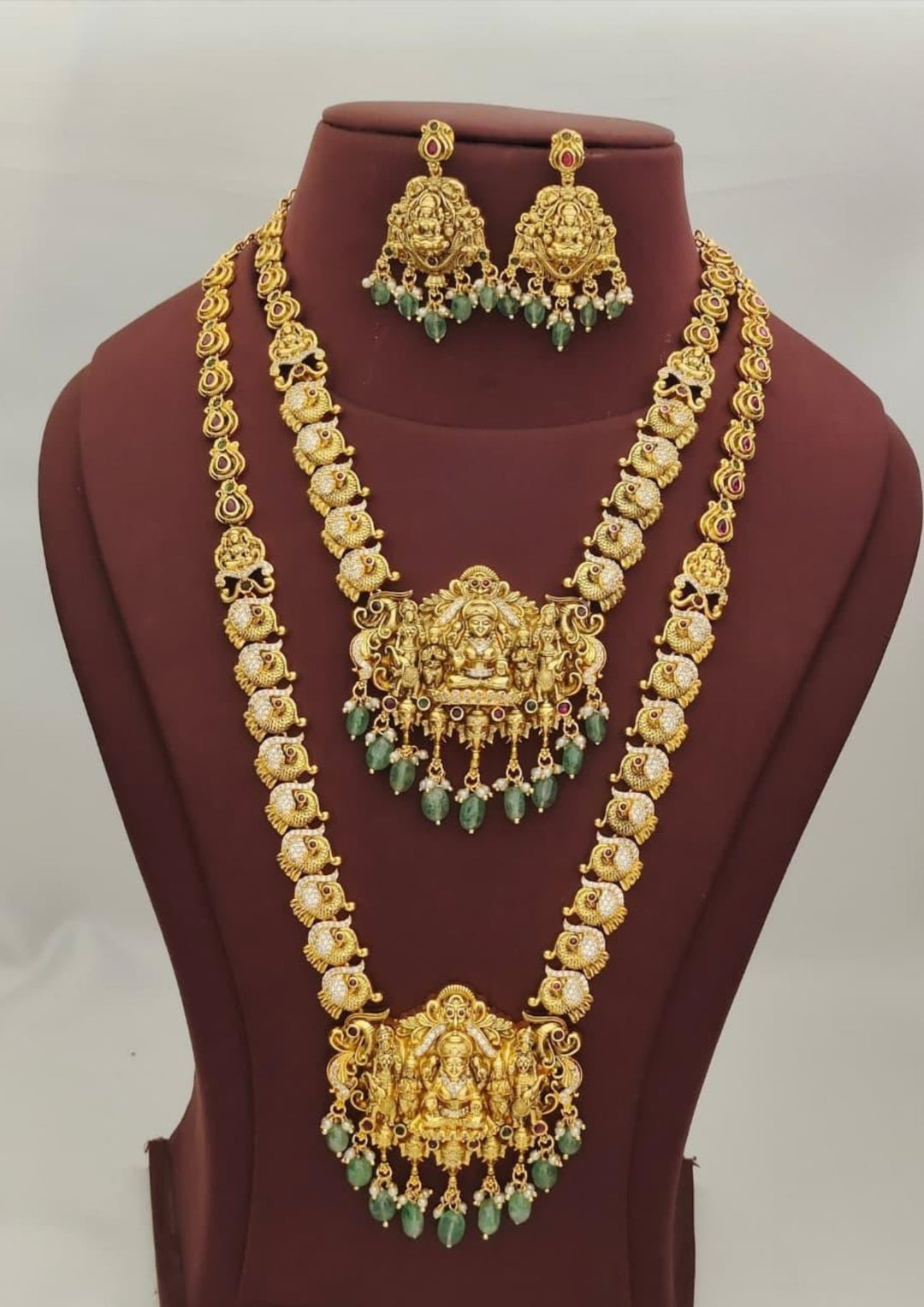 Kundan Temple Necklace With Earrings s 500054