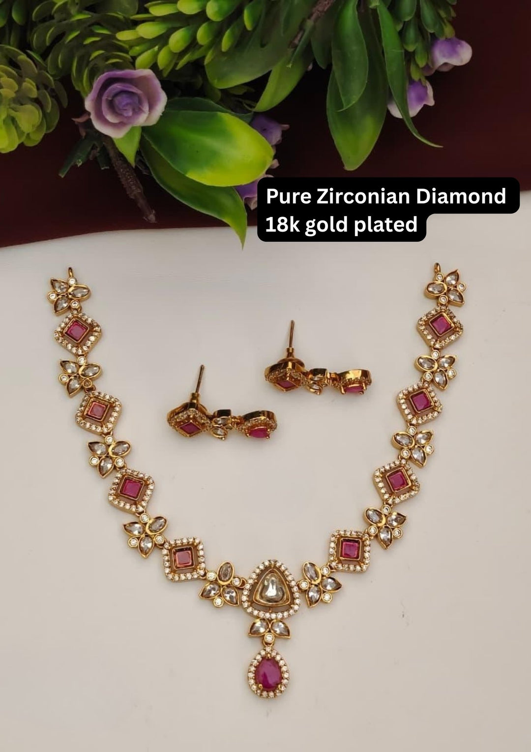 Pure Zirconian Diamond Necklace with Earrings s140011